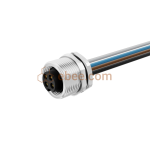 Mini Change 7/8" 4 Pin A Code Female Panel Mount Receptacle with Wires Front Fastened Unshielded Straight