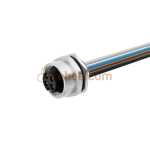 Mini Change 7/8" 4 Pin A Code Female Panel Mount Receptacle with Wires Rear Fastened Unshielded Straight PG11