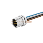 Mini Change 7/8" 4 Pin A Code Male Panel Mount Receptacle with Wires Front Fastened Unshielded Straight