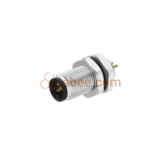 M5 3 Pin A Code Male Panel Mount Receptacle Rear Fastened Unshielded PCB Type Straight
