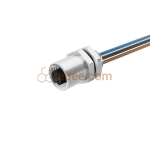 M5 3 Pin A Code Female Panel Mount Receptacle with Wires Rear Fastened Unshielded Straight