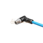 M12 8 Pin X Code Male Single-ended Cable with Cat 6A S/FTP Ethernet EMI-Shielded Angled PVC