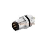 M8 6 Pin A Code Male Panel Mount Receptacle Front Fastened Unshielded Solder Cup Straight
