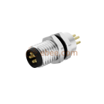M8 5 Pin B Code Male Panel Mount Receptacle Front Fastened Unshielded PCB Type Straight