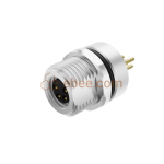 M8 4 Pin A Code Female Panel Mount Receptacle Front Fastened Unshielded PCB Type Straight M12x1