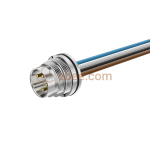 M16 4 Pin Male Panel Mount Receptacle with Wires Front Fastened Unshielded Straight