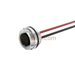 M16 2 Pin Female Panel Mount Receptacle with Wires Front Fastened Unshielded Straight