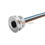 M9 4 Pin A Code Female Panel Mount Receptacle with Wires Rear Fastened Unshielded Straight