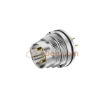 M16 4 Pin Male Panel Mount Receptacle Front Fastened Unshielded PCB Type Straight