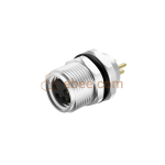 M8 4 Pin A Code Female Panel Mount Receptacle Front Fastened Unshielded PCB Type Straight M10x0.75