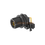 M12 3 Pin A Code Male Panel Mount Receptacle Front Fastened PCB Type Angled Plastic